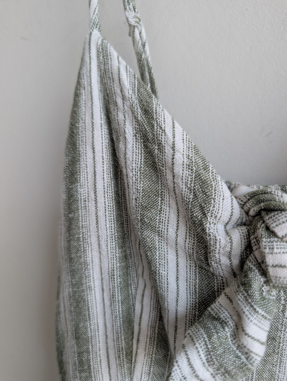 Monteau Linen Sleeveless Striped Jumpsuit - Green and White - Picture 3 of 8